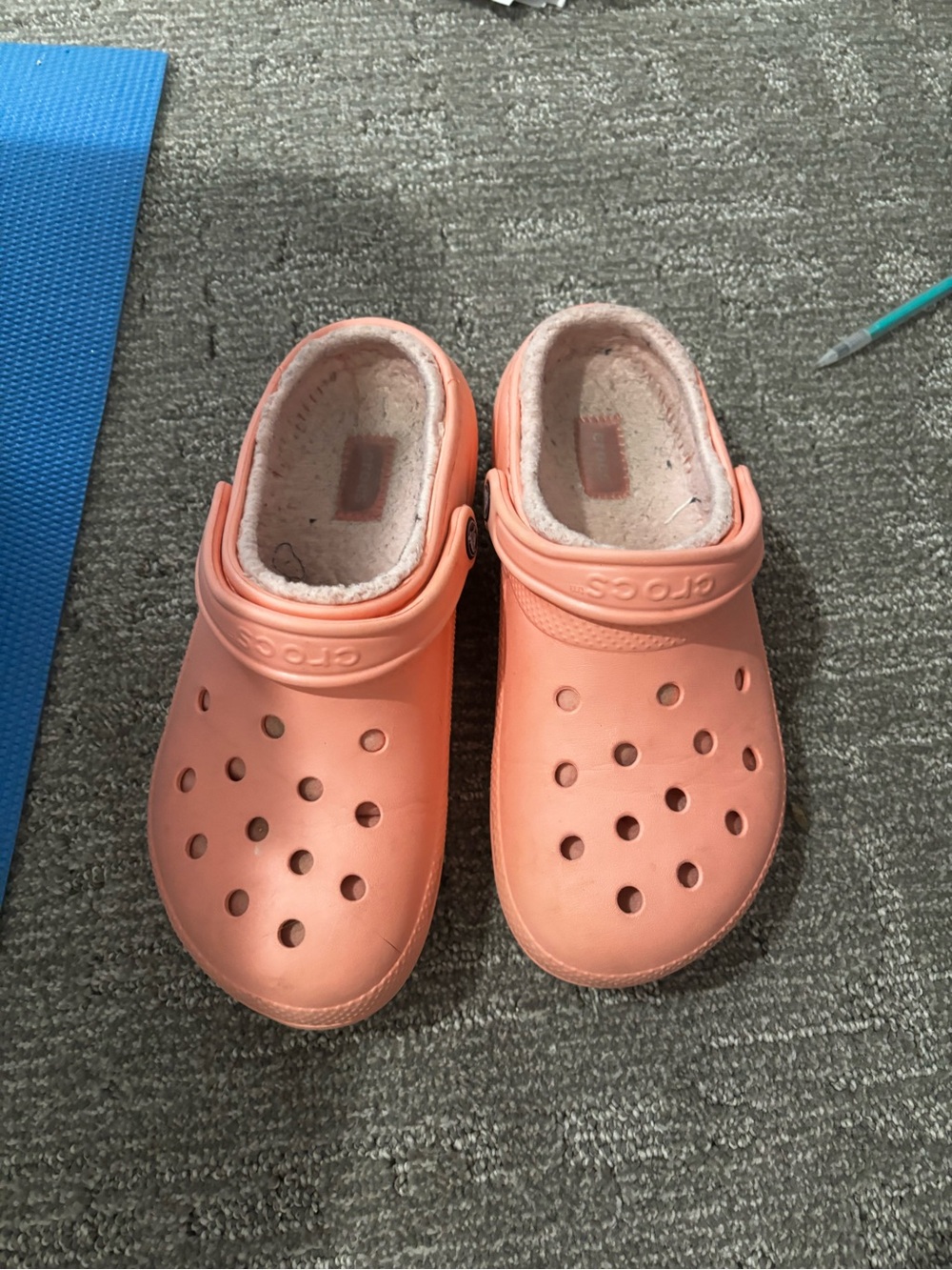 CROCS Coral Pink Fuzzy-Lined Slip-On Clogs
